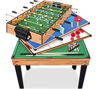 SereneLife Multigame Table (4-in-1, 5-in-1), Arcade Games with Accessories, Baby Foot, Billiards, Ping Pong, Air Hockey (Bowling) - Game Table, For Indoor Outdoors, Family, Children and Adults