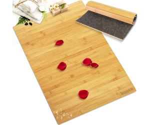 SereneLife Natural Bamboo Bath Mat, Wood Bath Mat, Wooden Waterproof Non Slip B