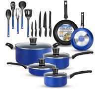 SereneLife Non-Stick Induction Cookware Set, 20-Piece Pots & Pans, Blue