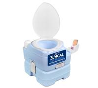 SereneLife Outdoor Camping Toilet, Portable Toilet, Comfortable Flushable for Adults, Travel, Compost, Porta Potty Loo, Detachable Waste Tank & Phone Holder, 15L