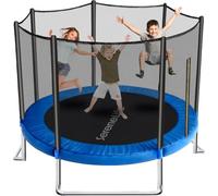 SereneLife Outdoor Trampoline for Kids and Adults - 8ft 10ft 12ft - ASTM Certified Heavy Duty Garden Trampoline with Safety Poles Netting and Stable Rustproof Frame