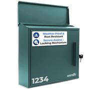 SereneLife Outdoor Wall Mailbox | 0.46 Cubic FT Locking Mailbox | Easy Installation, Secure Lock Mechanism | Ideal for Residential or Commercial Use | Wall Mountable 13.77" x 4.52" x 12.99 | Green