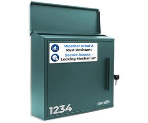 SereneLife Outdoor Wall Mailbox | 0.46 Cubic FT Locking Mailbox | Easy Installation, Secure Lock Mechanism | Ideal for Residential or Commercial Use | Wall Mountable 13.77" x 4.52" x 12.99 | Green