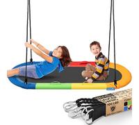 SereneLife Oval Saucer Swing 67cm, Giant Outdoor with Universal Hanging Kit, Seat Spinner, Carry Bag, Weatherproof, Water-Resistant, Seat Replacement, Swingset Accessories