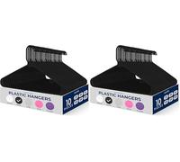 SereneLife Plastic Hangers 10 pcs, Non-Slip Heavy Duty Clothes Hanger Set, Smooth Finish to Protect Fabric, Lightweight, Ultra-Thin Hangers for Coats and Other Clothes (Black) (Pack of 2)