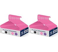 SereneLife Plastic Hangers 10 pcs, Non-Slip Heavy Duty Clothes Hanger Set with 360° Swivel Hook, Smooth Finish to Protect Fabric, Lightweight, Ultra-Thin Hangers for Coats and Other Clothes (Pink)