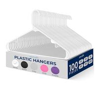 Serenelife Plastic Hangers 100 pcs - Durable Space-Saving Heavy-Duty Tubular Clothes Hangers, Holds Up to 2.5 kg, Ideal for Coats, Jackets, Pants & Dresses (White)