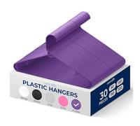 SereneLife Plastic Hangers 30 pcs, Non-Slip Heavy Duty Clothes Hanger Set with 360° Swivel Hook, Smooth Finish to Protect Fabric, Lightweight, Ultra-Thin Hangers for Coats and Other Clothes (Purple)