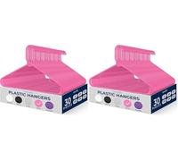 SereneLife Plastic Hangers 30 pcs, Non-Slip Heavy Duty Clothes Hanger Set with 360° Swivel Hook, Smooth Finish to Protect Fabric, Lightweight, Ultra-Thin Hangers for Coats and Other Clothes (Pink)
