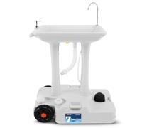 SereneLife Portable Hand Washing Station with Wheels, 7+ Gallon Capacity Mobile Sink, Hands-Free Foot Pump, Soap Dispenser, and Drain Hose, Ideal for Camping, Outdoor Events & Worksites, 28"x17"x32"