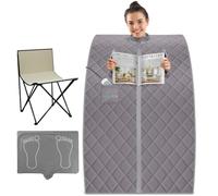 SereneLife Portable Home Sauna Tent, Infrared & Steam, One-Person for Indoor with Heating Foot Pad, Portable Chair and Remote Controller