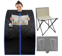 SereneLife Portable Home Steam & Infrared Tent - One Person Indoor Spa Box with Heating Foot Pad, Foldable Chair & Remote Control for Relaxation
