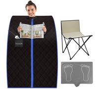 SereneLife Portable Infrared Sauna Box, 96.5cm x 81cm Personal Tent with Remote, Indoor Spa Relaxation Pod, Portable Steam for Tiny Homes, Outdoor or Indoor Use, Black