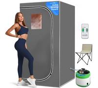 SereneLife Portable Steam Sauna Tent with Extra Large 4L Steamer - Includes Folding Sauna Chair, Remote Control w/ 9 Heat Levels for in-Home Spa - 2.9' x 2.9' x 5.9'