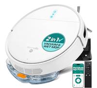 SereneLife Robot Vacuum Cleaner and Mop, Automatic Smart Vacuum with App Control, Powerful Suction, 3 Cleaning Modes, Auto Recharge, Dual Side Brushes, For Floors, Carpets & Pet Hair - White