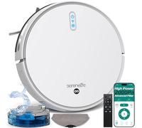 SereneLife Smart Robot Vacuum Cleaner, 2-in-1 Sweeping and Mopping with 2000Pa Suction, App Control, 4 Cleaning Modes, 4400mAh Battery, Self-Charging, For Hardwood, Linoleum, Carpets, Pet Hair, 12"x3"
