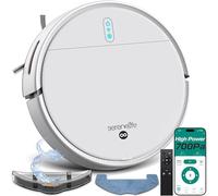 SereneLife Robot Vacuum Cleaner, Automatic Smart Vacuum with App Control, 700Pa Powerful Suction, 3 Cleaning Modes, Auto Recharge, Dual Side Brushes, Works on Hard Floors, Carpets & Pet Hair - White