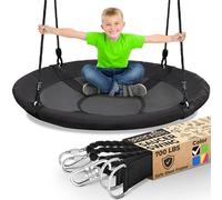 SereneLife Saucer Swing with Hang Kit, Outdoor Tree Swing with Swivel Spinner for Kids (Black)