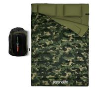 SereneLife Sleeping Bag for All Weather Camping, Waterproof, Double with 2 Pillows for Adults/Teens, Camping Gear & Hiking Essentials, Warm & Lightweight - Outdoor Weatherproof, Wide