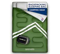 SereneLife Sleeping Bag for All Weather Camping, Waterproof, Double with 2 Pillows for Adults/Teens, Camping Gear & Hiking Essentials, Warm & Lightweight - Outdoor Weatherproof, Wide