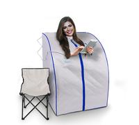 SereneLife SLISAU20SL Oversize Portable Infrared Home Spa - One-Person Sit-In Sauna, Compact At-Home Detox & Relaxation