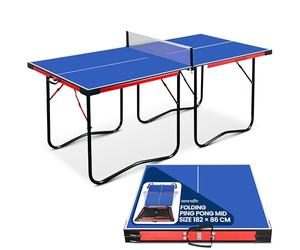 SereneLife Table Tennis Table, Ping Pong Table w/Net, Foldable and Portable Ping Pong Set for Indoor Outdoor Use, Easy Assemble, Midsize, Blue