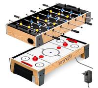 SereneLife Table Top Air Hockey 38cm and 40cm Foosball Table, 2-in-1 Swivel Game Table with Pushers, Pucks, Soccer Balls, Arcade and Indoor Games for Home and Parties Kids and Adults