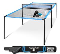 SereneLife Trampoline Ping Pong Table - Heavy Duty Powder Coated Steel Frame and Connectors - Full Size 94" - Hand Pong Game Table with Paddles, Small, Large Balls - Indoor/Outdoor, Beach, Game Room