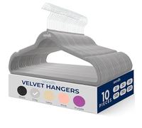 SereneLife Velvet Hangers 10 Pcs, Non Slip Heavy Duty Hanger Set with 360° Swivel Hook, Smooth Velvet Finish to Protect Fabric, Lightweight, Ultra Thin Design for Coats and Other Clothes (Gray)