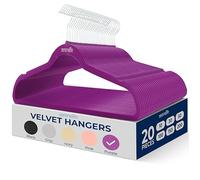 SereneLife Velvet Hangers 20 Pcs, Non Slip Heavy Duty Hanger Set with 360° Swivel Hook, Smooth Velvet Finish to Protect Fabric, Lightweight, Ultra Thin Design for Coats and Other Clothes (Purple)