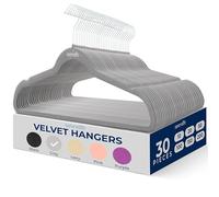 SereneLife 30 Pieces Velvet Hangers - Space Saving Heavy Duty Slim Suit Clothes Hanger Set with 360 Degree Swivel Metal Hook, Can Hold Up to 10 Lbs. For Coats, Jackets, Pants & Dress (Gray