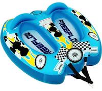 SereneLife Water Sports Inflatable Towing Hose Booster Tube, Water Towing Raft, Inflatable Towboats/Hoses/Towable with Double Seats, PVC Bubble, Foam Padding, Nylon Handles, blue
