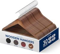 SereneLife Wood Hangers - Space Saving Heavy Duty Slim Suit Clothes Hanger Set