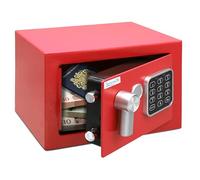 SereneLifeHome Safe Box Locker, Small Money Safe, Mini Fireproof Safes, Wall & Floor Steel Vault, Electronic Digital Keypad, 2 Keys, 23.1 × 17 × 17cm, Secure for Cash, Guns, Jewelry & More - Red