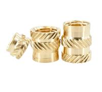 SERENEPEAK Brass Threaded Inserts Knurled Nuts, Brass Hot Melt Nuts 500Pcs M2 M2.5 M3 M4 M5 2-12mm Length(Length 4mm,M4(OD7mm))