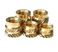 SERENEPEAK Brass Threaded Inserts Knurled Nuts, Copper Hot Melt Threaded Insert Nuts M1.6 M2 M2.5 M3 M4 M5 M6 M8 Multiple Sizes(Length 5mm,M8(OD10mm))