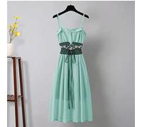 SERENEPEAK Modern Hanfu Tops and Skirt Women Chinese Red Hanfu Summer Plus Size Ancient Chinese Dress Set Chiffon(1-dress(only),3XL)