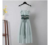 SERENEPEAK Modern Hanfu Tops and Skirt Women Chinese Red Hanfu Summer Plus Size Ancient Chinese Dress Set Chiffon(4-dress(only),XXL)