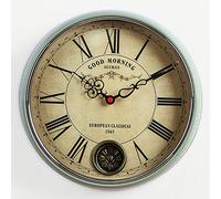 SERENEPEAK Pendulum Wall Clock, Metal Roman Numeral Wall Clock Silent Non Ticking 37x8cm(B)