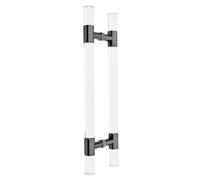 SERENEPEAK Solid Acrylic Door Handles Heavy Duty, Clear Crystal Door Hardware Kit, Push Pull Handle Double Sided, Large Glass Door Pulls(Black,100cm(39 3/8"))