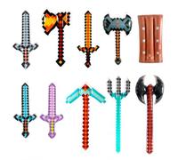 SereneSage 10PCS Inflatable Pixel Weapon Set - Gamer Birthday Party Supplies & Costume Props for Pool, Carnival, and Themed Events - Fun Gift for Teens & Adults (Age 14+)