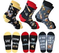 SereneSage 3 Pack Funny Beer Socks for Men - 3 Colors Pint Socks Novelty Gifts - Birthday Presents for Dad, Husband, Grandpa - Premium Comfy Cotton, One Size Fits Most