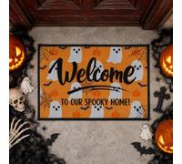 SereneSage Halloween Door Mat, Spooky Front 3D Doormat for Indoor Doorway, Porch (Boo-Yellow)