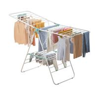 SereneSpc Clothes Airer: Foldable Clothes Drying Rack, 3 Height-Adjustable Wings (94/106/121cm), 52 Sock Clips, 24 Drying Rails, Bottom Shelf, No Assembly, Indoor & Outdoor