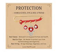 Sereney Red Hamsa Evil Eye Protection Pin, Handmade Stainless Steel Safety Pin Brooch with Red String Triple Symbol Talisman, for Clothes Stroller Hats Blankets, Blessing Gift for Pregnant Women New