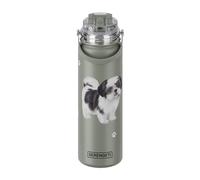 SERENGETI 24 Oz Water Bottle Stainless Steel with Spill Proof Lid - Double walled Vacuum Insulated water flask - Realistic 3D Print of your favorite dog (Shih Tzu Black)