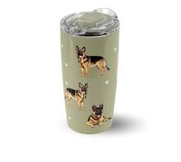 SERENGETI German Shepherd 20 Oz. Stainless Steel, Vacuum Insulated Tumbler with Spill Proof Lid - 3D Print - Insulated Travel mug for Hot or Cold Drinks (German Shepherd Tumbler)