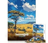 Serengeti Landscape Jigsaw Puzzles 1000 Piece for Adults Thinking Skill Relaxed Leisure Neat Edges Perfect Xmas (50x75cm)