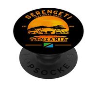 Serengeti National Park Tanzania Flag African Animals Safari PopSockets Adhesive PopGrip