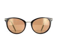 Serengeti Round Womens Shiny Black Mineral Polarized Drivers Gold Elyna - One Size